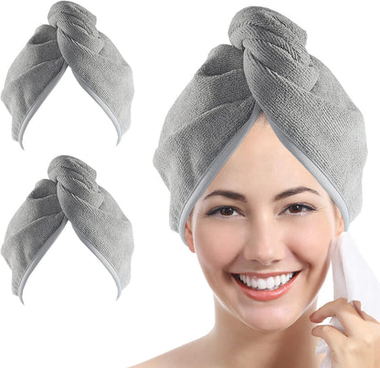 YoulerTex Microfiber Hair Towel Hairs Wrap: 2 Pack 10X26 Hair Dryer Towels for Women Absorbent Turban Twist Drying Shower Cap Curly Hairs Products for Hair's Care Accessories (Navy Blue)