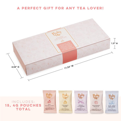 Pinky Up Loose Leaf Tea Sampler Set - Calorie Free Single Serving Loose Leaf Herbal Tea Variety Gift Pack, 15 Pouches