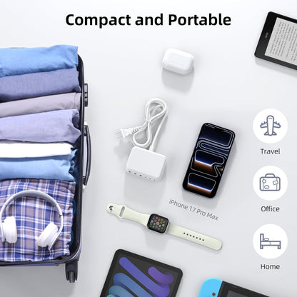 100W 6 in 1 USB Charger, 50% Smaller Charging Station for Multiple Devices