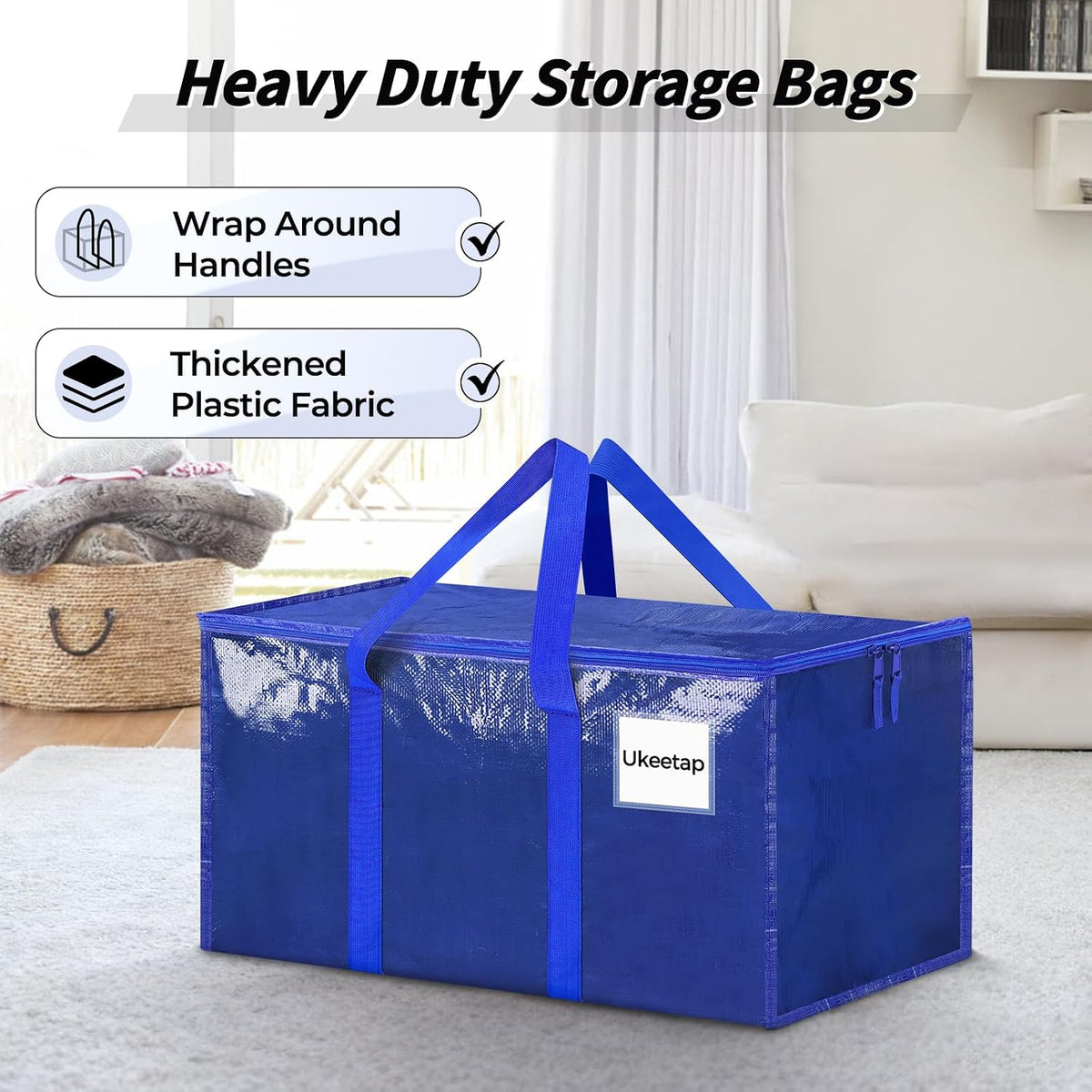 ukeetap Extra Large Clothes Storage Bins with Lids, Clear