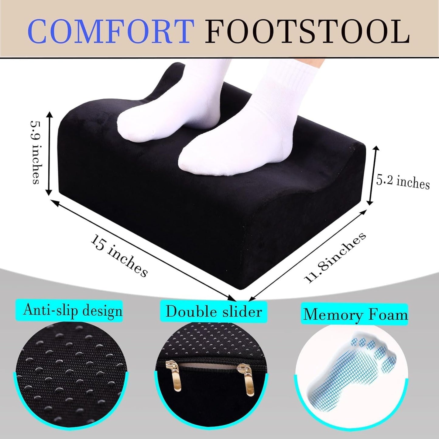 Work Foot Rest Under Desk,Comfort Foot Rest for Couch | Foot Rest For Under Desk at Work,At Soft Ergonomic Footrest,Support Foot Pillow,Heel Chair,Leg Elevation Pillow blue