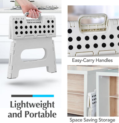 Handy Laundry Folding Step Stool - Sturdy Enough Collapsible Stool to Support Adults - Opens Easy with One Flip - Great for Kitchen, Bathroom or Bedroom (Black - 9 Inch)