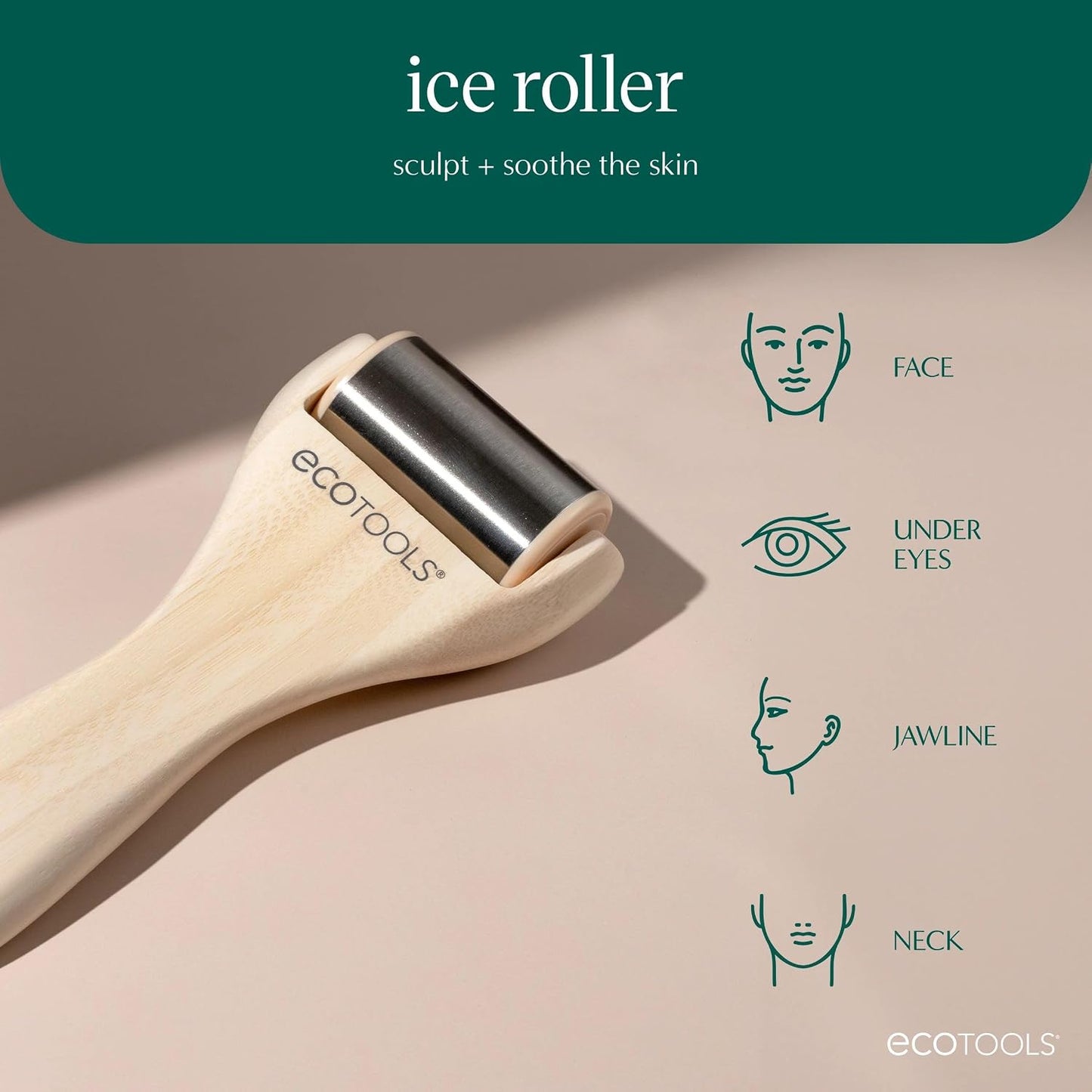 EcoTools Ice Roller, Stainless Steel Cooling Facial Roller & Neck Sculpting Tool, Depuff, Vegan & Cruelty-Free Self-Care Gift for Beginners & Experts, 1 Count