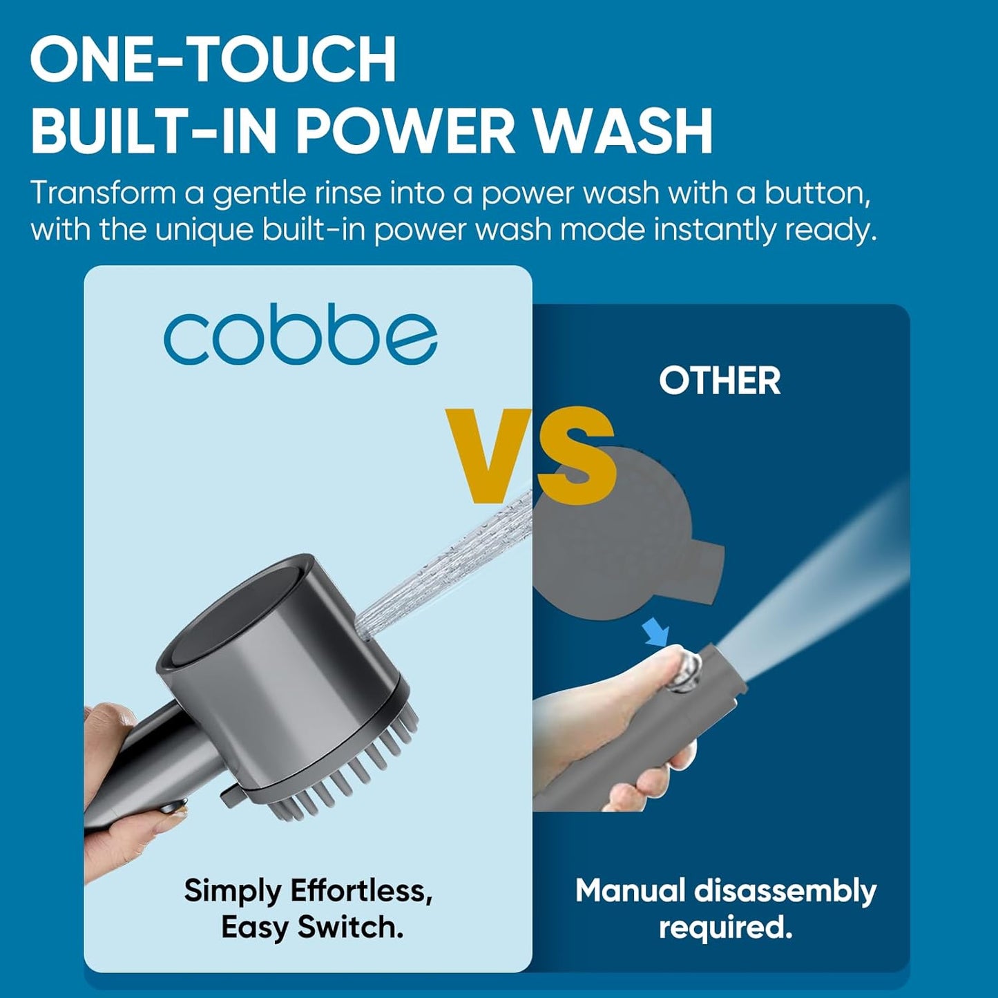 Cobbe Filtered Shower Head with Handheld, 4+1 Spray Mode Showerhead with Filters, Built-in Power Wash for Hard Water - Remove Chlorine - Reduces Dry Itchy Skin, Luxury Gray