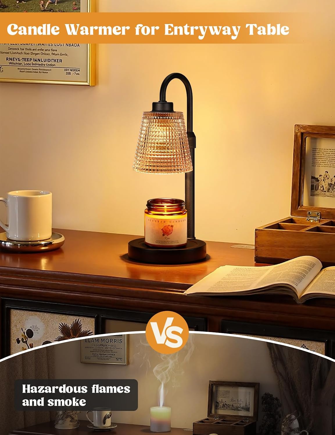 Innqoo Candle Warmer Lamp with Timer, Dimmable Candle Warmer for Jar Candles, Height Adjustable Wax Melts Warmer, Birthday Gifts for Women Mom, House Warming Gifts New Home Decor