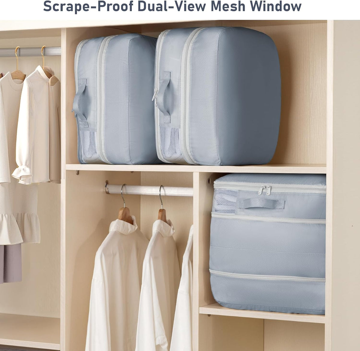 DIMJ Comforter Storage Bag - Blanket Storage Organizer Compression Bags, Large Capacity Ultra Space Saving Self Compression Organize for Bedding, Pillow, Duvet, Sheet Storage with Zipper Window