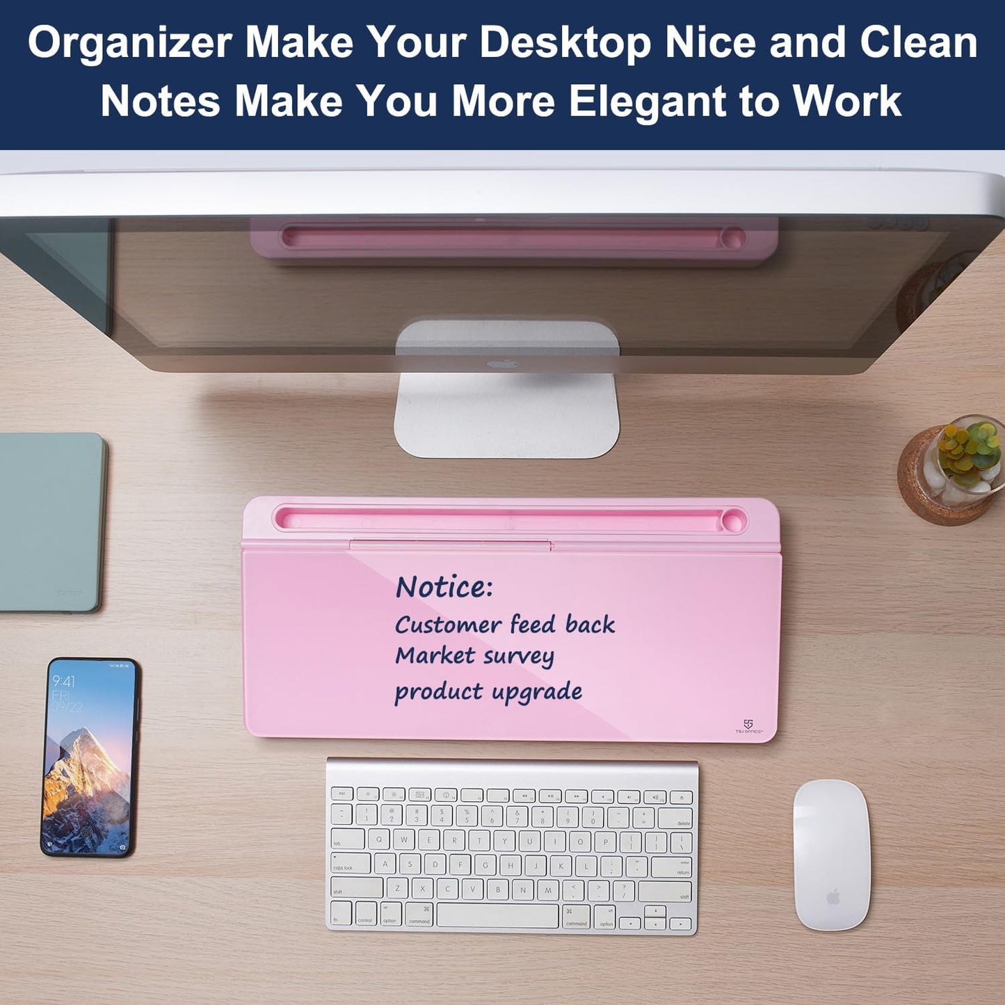 TSJ OFFICE Whiteboard Weekly Dry-Erase-Board - Desktop White Board Calendar Desk Organizers with Accessories Computer Keyboard Stand with Drawer, for Office, Home, School Supplies - White Calendar