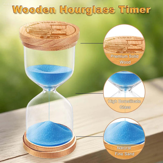 CNCJ Wooden Hourglass Sand Timer, 1 Minute Blue Sand Watch Reloj De Arena for Desk Decor Kitchen Classroom Office Study Home Decoration