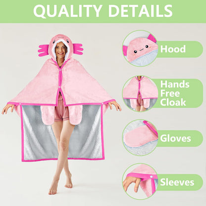 Penguin Wearable Hooded Blanket for Adults – Super Soft Warm Cozy Plush Flannel Fleece & Sherpa Hoodie Throw Cloak Wrap - Penguin Gifts for Women Adults Girls and Kids