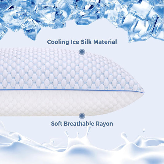 OSBED Shredded Memory Foam Pillows Queen Size Set of 2 | Neck pain relief, supportive, odorless, cooling pillow, adjustable, washable, CertiPUR-US hypoallergenic adult pillow