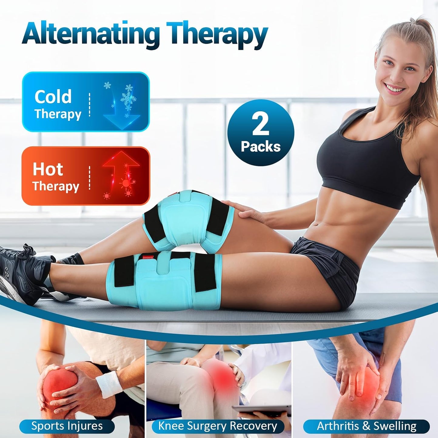 Comfytemp Large Knee Ice Pack Wrap Reusable Gel, FSA Eligible HSA, Knee Cold Compression Brace for Injuries, Pain Relief, Replacement Recovery, Arthritis, Surgery, Women Gift, Fathers Day Dad Men Gift