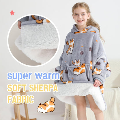 Aemilas Wearable Blanket Hoodie - Warm Sherpa Blanket Sweatshirt as Gifts for Adult Women Mom Men, One Size Fits All