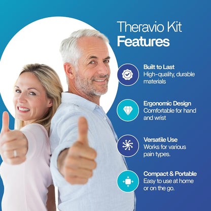 Hand Therapy Equipment for Rehabilitation and Recovery – Hand Therapy Kit with Grip Strength Trainer, Finger Strengthener & Exercise Balls for Arthritis, Carpal Tunnel and Physical Therapy by Theravio