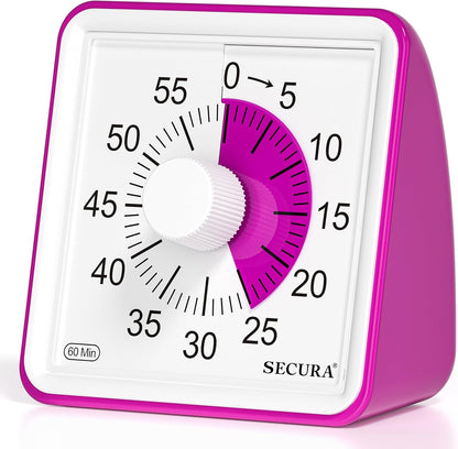 Secura 60-Minute Visual Timer, Classroom Timer, Countdown Timer for Kids and Adults, Time Management Tool for Teaching (Navy Blue & Navy Blue)