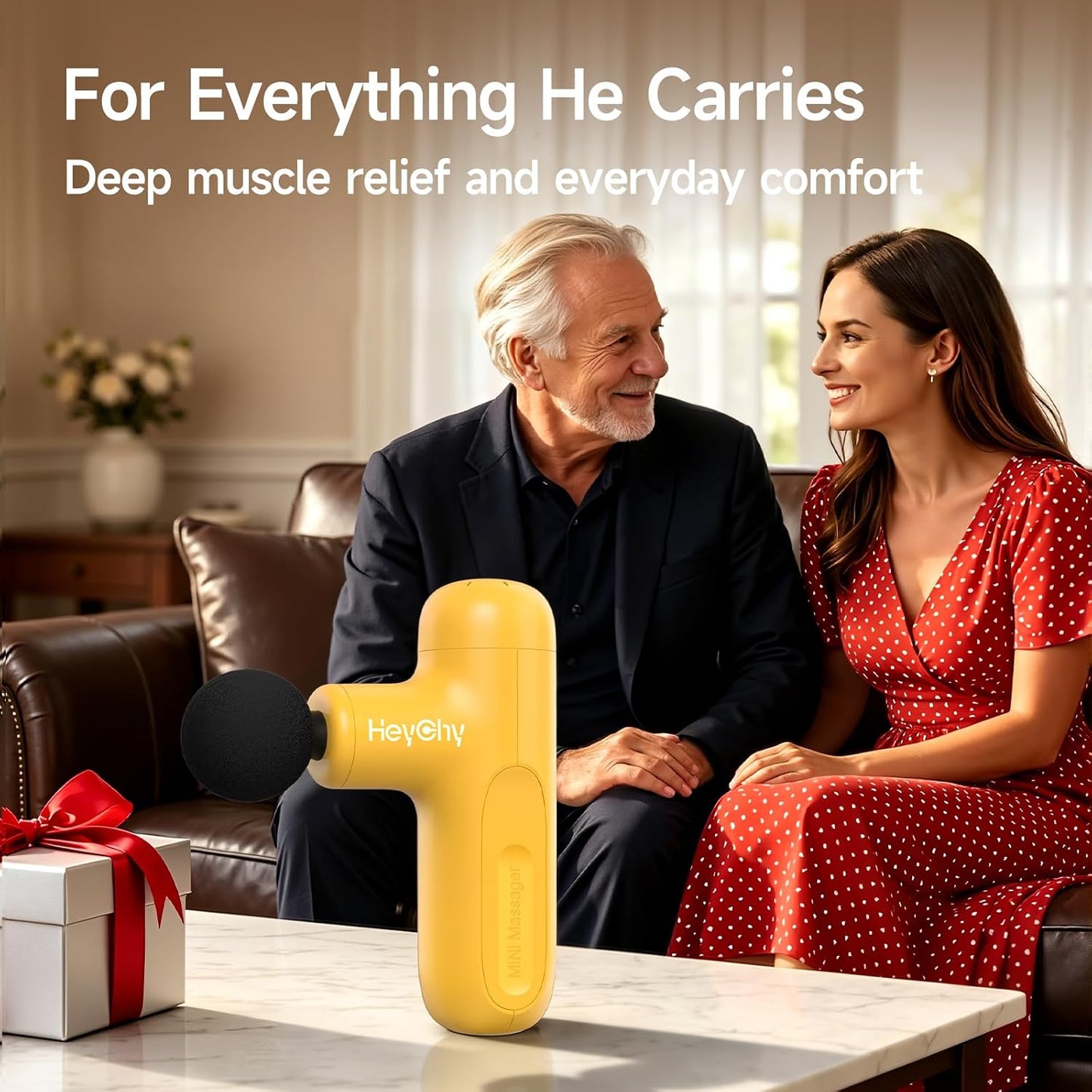 HEYCHY Super Mini Massage Gun Deep Tissue, Handheld Muscle Massager with 4 Heads, Percussion Travel Size Massager Gun FSA Eligible for Men Women Back Relief, Quiet for Home, Gym, Office, HSA, Black