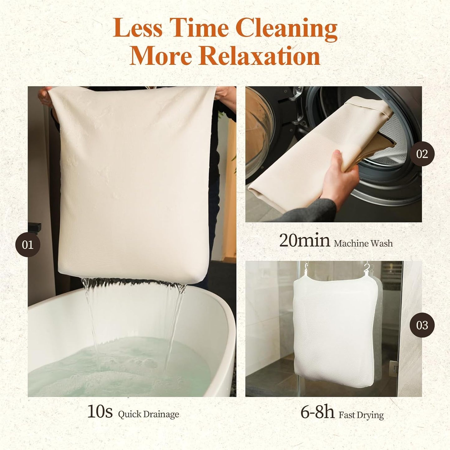 Luxury Bathtub Pillow,Head,Neck & Back Support,Quick-Drying 5D Mesh Core,Gift for Bath Lovers,Adjustable Thickness Fits Any Bathtubs,Easy to Maintain,Light Grey