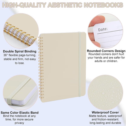 Utron 3 PCS Small Spiral Notebook 5x7, Notebooks for Note Taking, Morandi Spiral Journal Notebook, Work Notebook Small Notebooks 5x7 with Strap, Cute Notebooks for Women 70 Sheets/Note Books