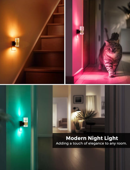 L LOHAS LED Night Lights Plug into wall, Amber Night Light with Adjustable Brightness, Plug in NightLight with Auto Light Sensor, Wall Sconce-Style Design Night Light for Bathroom,Hallway, 2 Pack