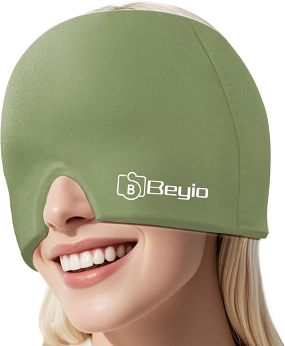 Migraine Relief Cap, All Around Gel Covered Reusable Headache Relief Cap, Black Migraine Cap for Headache Relief, Puffy Eyes