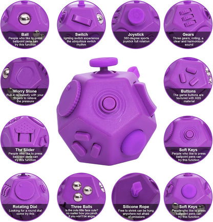 UOOEFUN Small Fidget Toys,12 Sided Fidget Toys,Mini Cube Toys Relief Stress,Autism and Anxiety Depression Anti for Kids Adults Improve Focus (Grey)
