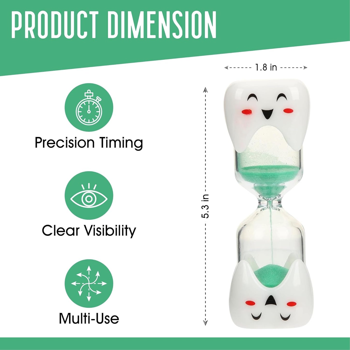 2 Minute Toothbrush Sand Timer for Kids - Set of 2 Small Blue and Pink Smiley Hourglass