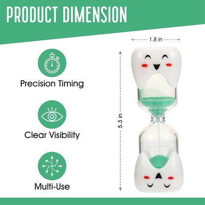 2 Minute Toothbrush Sand Timer for Kids - Set of 2 Small Blue and Pink Smiley Hourglass