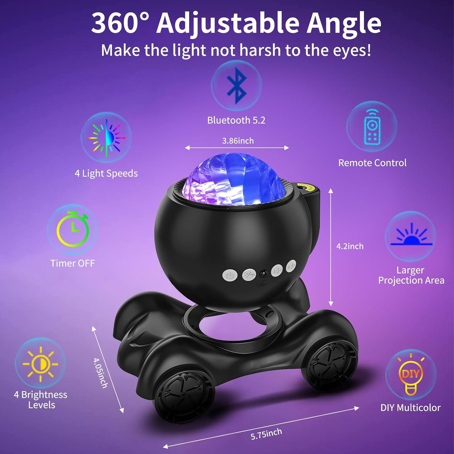ENOKIK Galaxy Projector, Star Aurora Projector Built-in Bluetooth Speaker, Night Light for Kids Adults, White Noise Light for Home Decor/Relaxation/Party/Music/Gift (Black)
