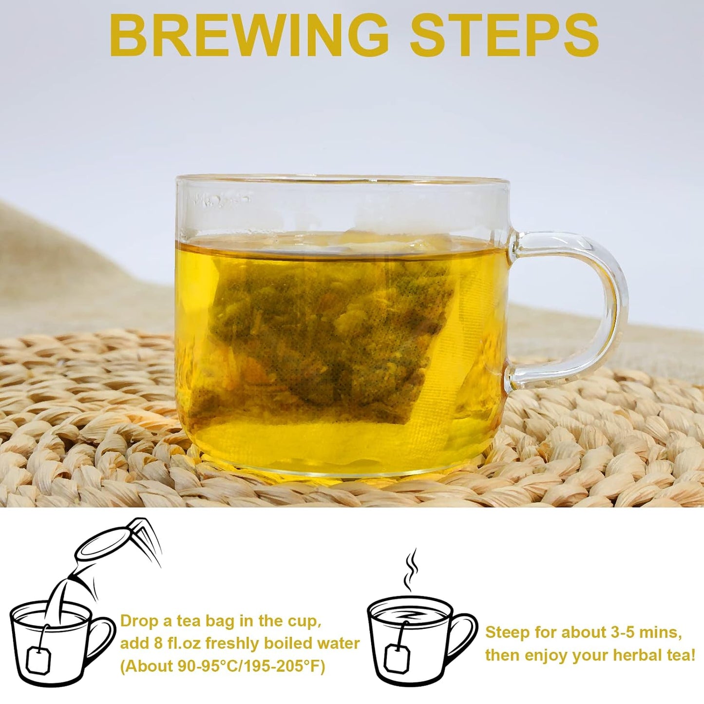 TEARELAE - Chamomile Lavender Tea, 50 Herbal Tea Bags with Lemon Balm for Relaxation & Bedtime - Non-GMO - Caffeine-Free - Floral & Soothing