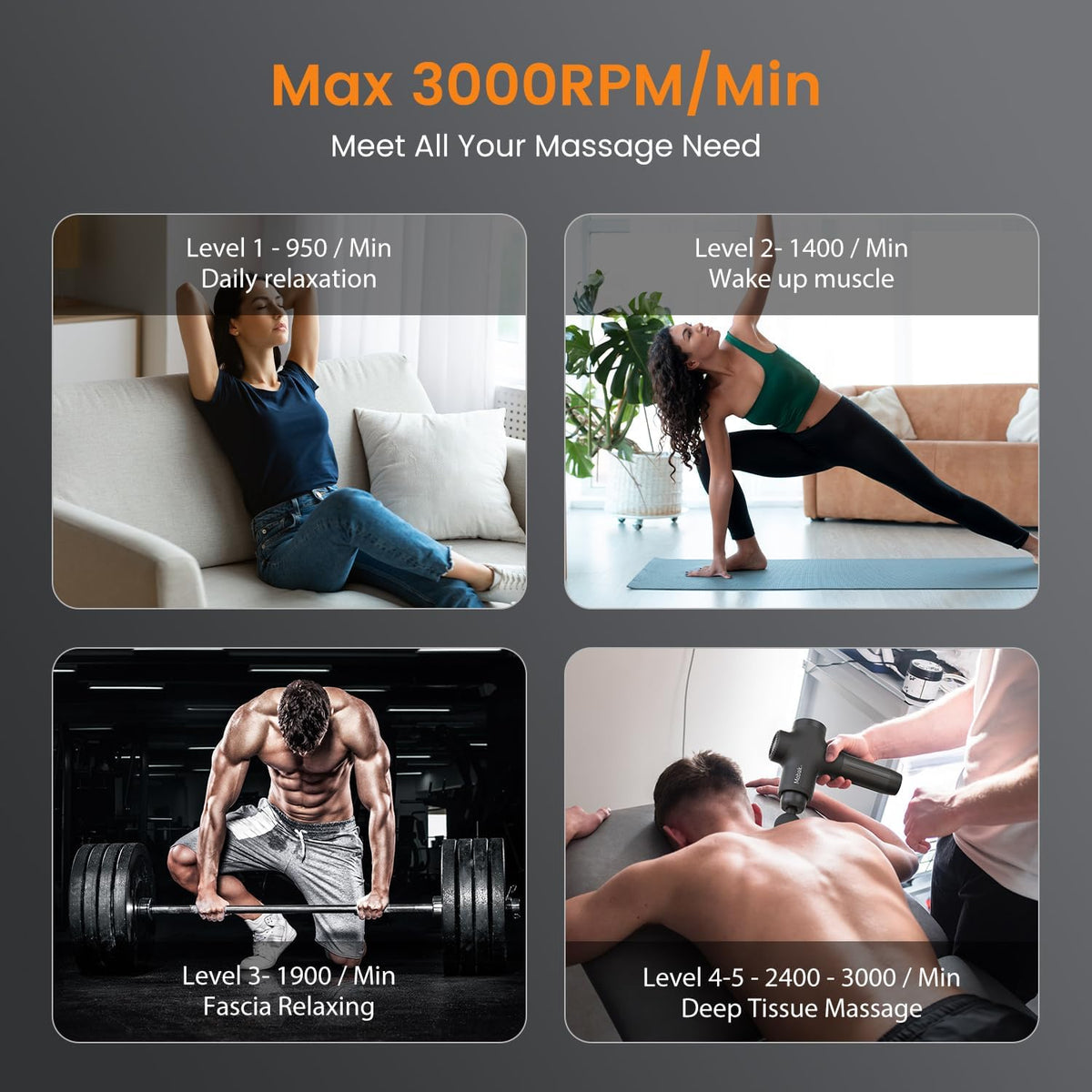 Mebak 3 Massage Gun, Massage Gun Deep Tissue for Athletes, Professional Muscle Percussion Massager, Massager for Shoulder Leg Back Body Pain Relief, Quiet Portable Sport Tool, Gifts for Him