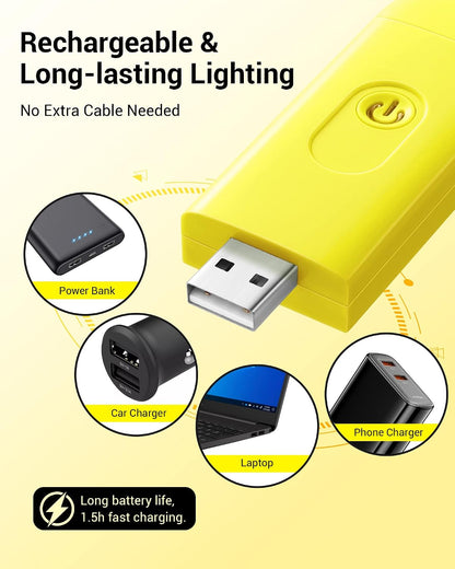 DEWENWILS USB Rechargeable Book Light for Reading in Bed, LED Book Reading Lights with Clip, Perfect for Bookworms, Kids, Warm White, Brightness Adjustable (Blue)