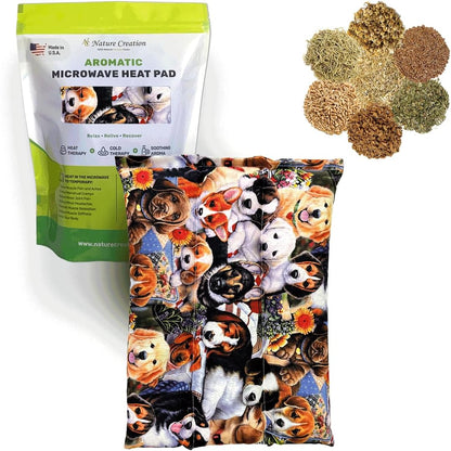 Nature Creation Microwaveable Herbal Heating Pad for Lumbar - Soothing Hot & Cold Therapy Pack for Lower Back- Soothing Relaxation, Warmth and Comfort - Lavender Flowers