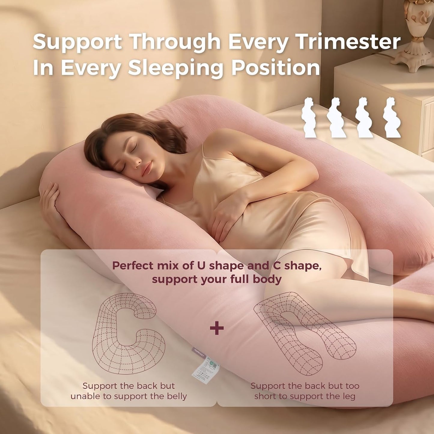 Momcozy Cooling Pregnancy Pillow - U Shaped Full Body Maternity Pillow