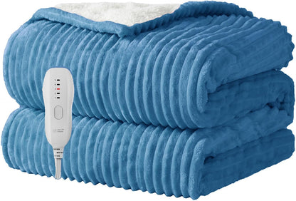 Texciting Heated Blanket Electric Blanket Throw 50''X60''-Heating Throw with 9 Heat Settings-2-10 Hours Auto Off,ETL Certified,Machine Washable (Green)