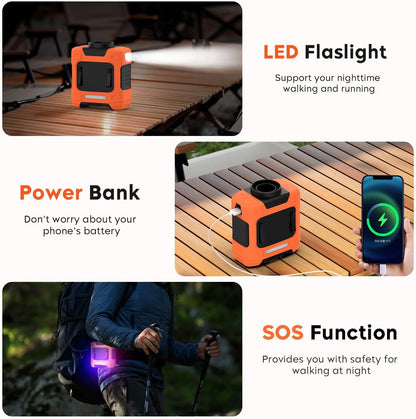 LOUISWARE Portable Waist Fan 10000mAh Rechargeable Waist Clip Fan 18000RPM With Max 12H Working Time 3-speed adjustment with LED flashlight Portable Fan for Outdoor Jobsite and etc