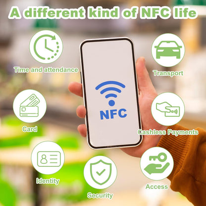 NFC Tag NFC Stickers White NTAG215 Tag Rewritable Round Coin NFC Cards with Adhesive Back Compatible with Tagmo NFC Enabled Mobile Phones