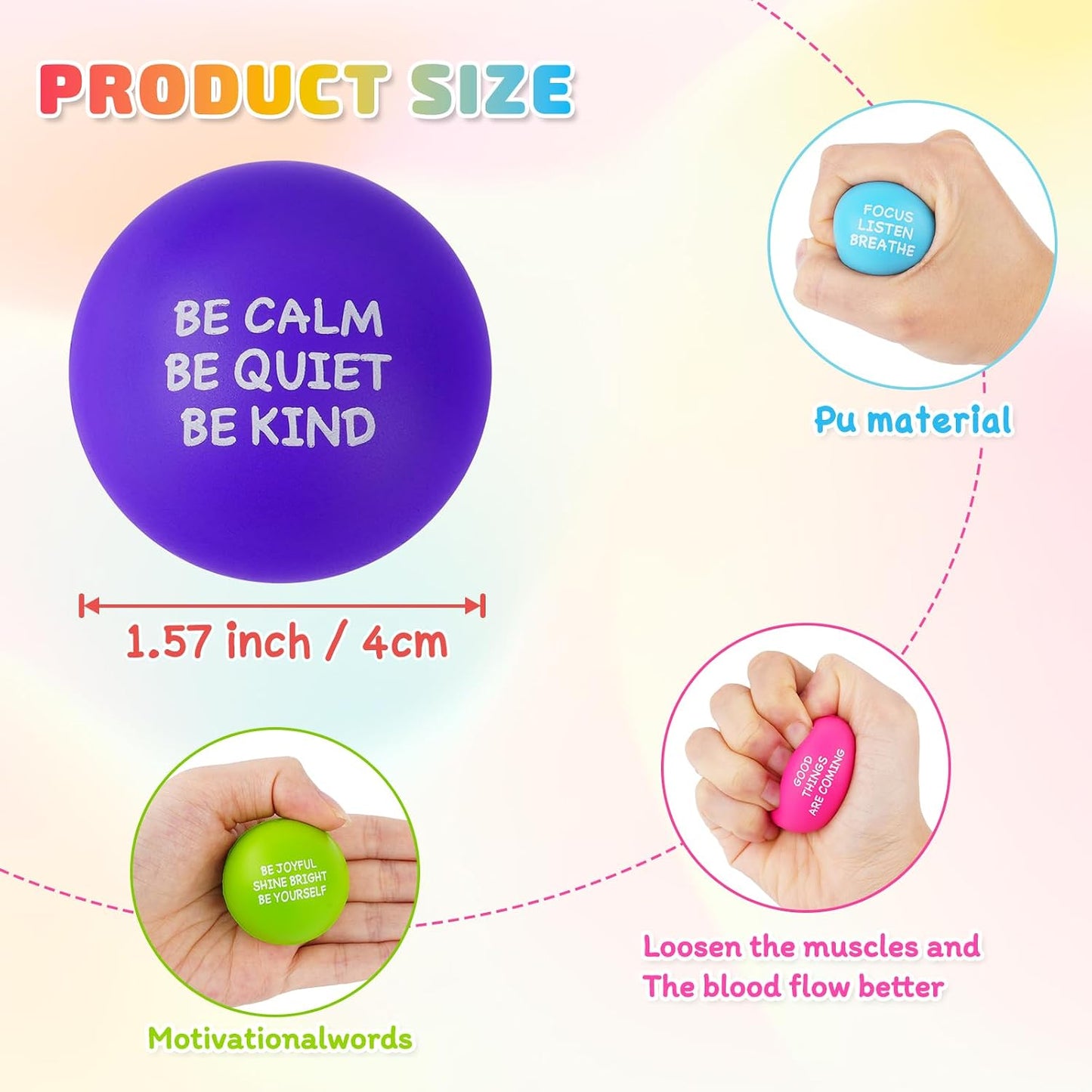 SHQDD Stress Balls for Adults, 8PCS Foam Stress Relief Toys for Kids & Adults, Bulk Squeeze Balls for Office Relief Employee Appreciation, Classroom Prizes, Student Gifts, Perfect Party Favors