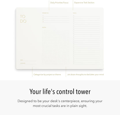 Pinesman - One Week - Elegant Undated Weekly Desk Planner, Gold Foiled, A4, Minimalist Weekly To Do List Notepad, Daily Schedule, Work Week Planner Pad, Eco-friendly, FSC™ Certified