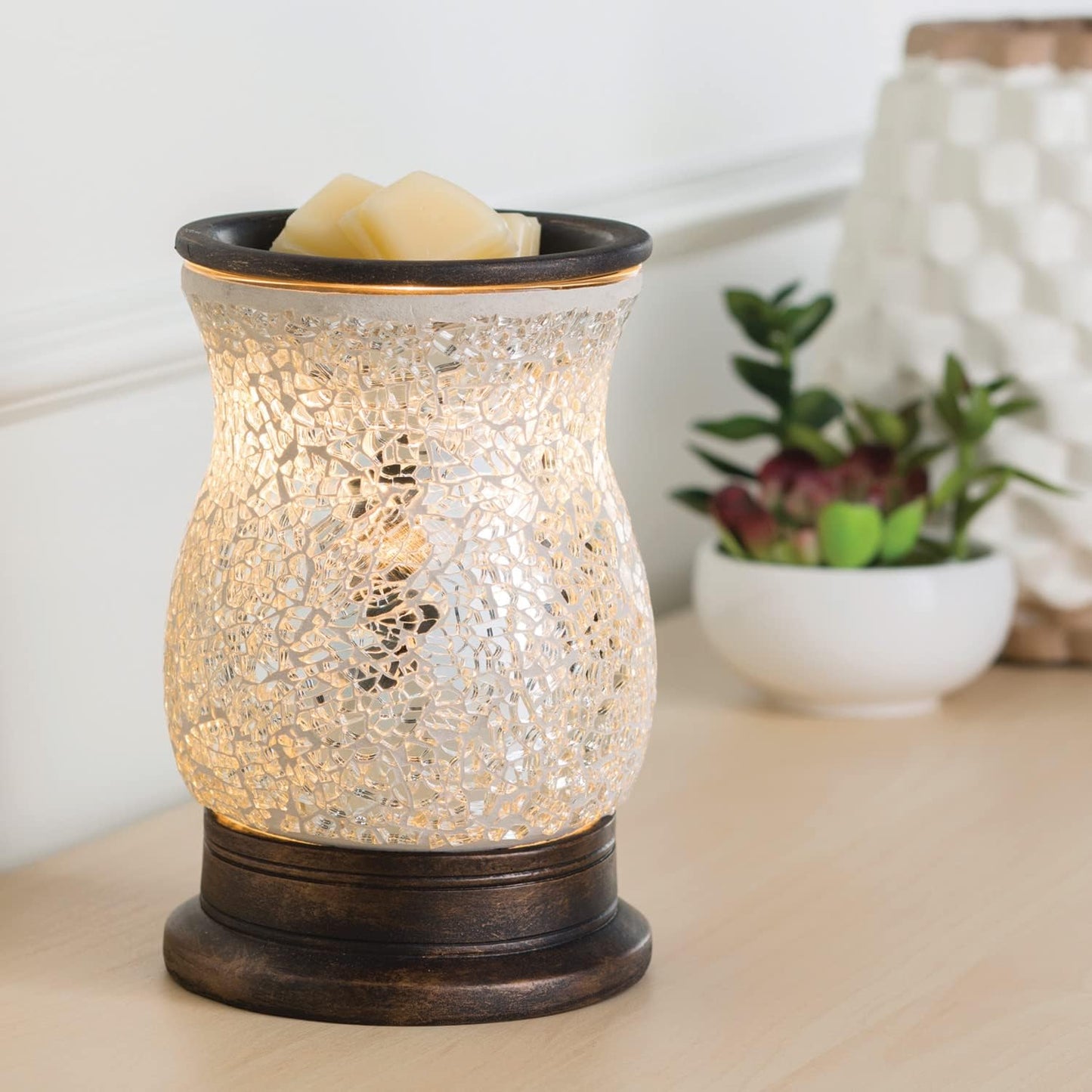 Candle Warmers ETC. Illumination Fragrance Warmer- Light-Up Warmer for Warming Scented Candle Wax Melts and Tarts or to Freshen Room, White Harmony
