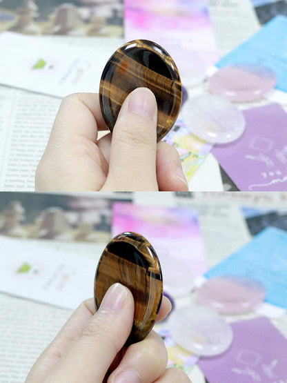 YATOJUZI Thumb Worry Stones for Anxiety Stress Relief Items Healing Crystals Natural Amethyst Rose Quartz Crystal Palm Pocket Stone Gemstones Meditation Reiki Spiritual Gifts for Women Men 2PCS