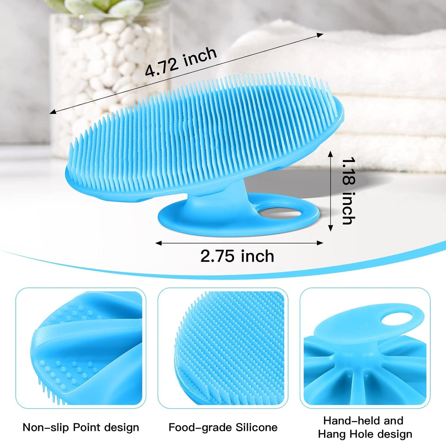 INNERNEED Soft Silicone Body Cleansing Brush Shower Scrubber, Gentle Exfoliating and Massage for All Kinds of Skin (Dark Green)