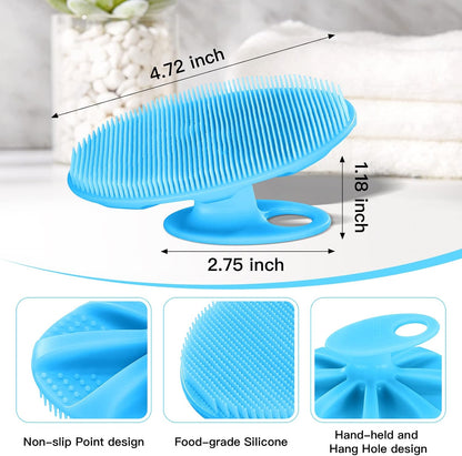 INNERNEED Soft Silicone Body Cleansing Brush Shower Scrubber, Gentle Exfoliating and Massage for All Kinds of Skin (Dark Green)