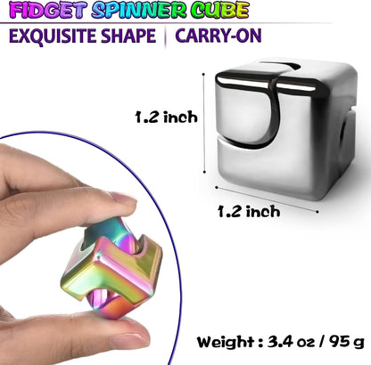 Fidget Spinner Toys Cube Adults Metal Fidgets Cool Stuff Desk Gadgets Office Toy for Teen Boy Small Anxiety Figette Sensory Toy ADHD Tool Fingears Figet Stress Gifts Easter Basket Stuffers Teen Boys