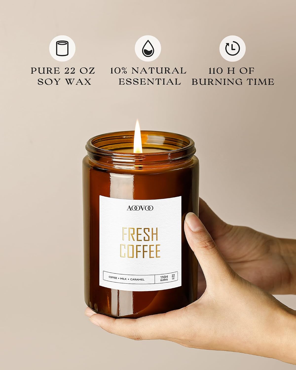 AOOVOO Coconut Vanilla Candles - 9 oz Scented Candles, Aromatherapy Candle, Soy Candle for Home Scented