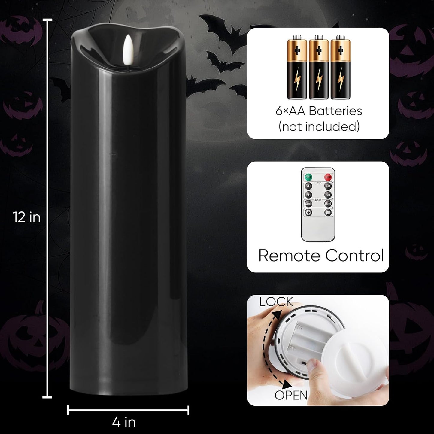Homemory 6"x3" Outdoor Waterproof Flameless Candles, LED Candles, Battery Operated Candles with Remote and Timers, Electric Fake Plastic Pillar Candles, Ivory White, Set of 2