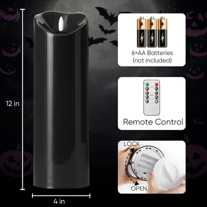 Homemory 6"x3" Outdoor Waterproof Flameless Candles, LED Candles, Battery Operated Candles with Remote and Timers, Electric Fake Plastic Pillar Candles, Ivory White, Set of 2