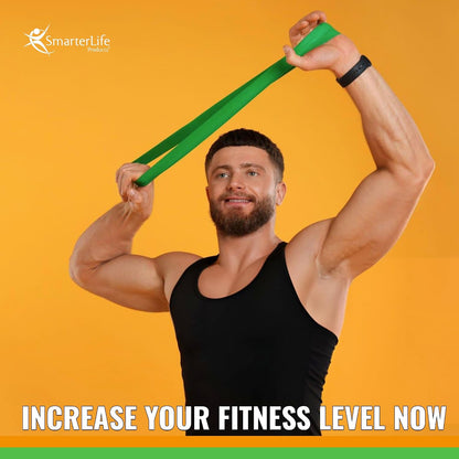 SmarterLife Resistance Bands, Set of 5 Extra Wide Latex-Free Exercise Bands | Bands for Working Out - For Women, Men - Weight Loss, Physical Therapy Bands, Booty Bands, Home Gym, Workout Guide Included