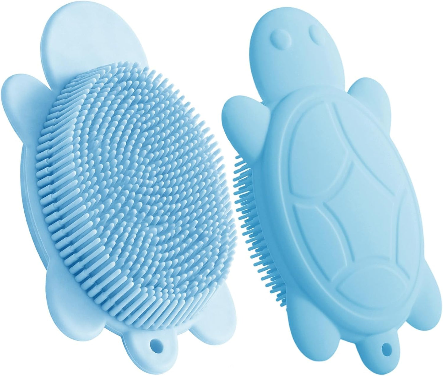 Baby Shower Brush,Kids Silicone Body and Back Exfoliating Mitt - Soft Bristles, Gentle Exfoliation, Cute Turtle Design Makes Children Love Bathing(Mint)