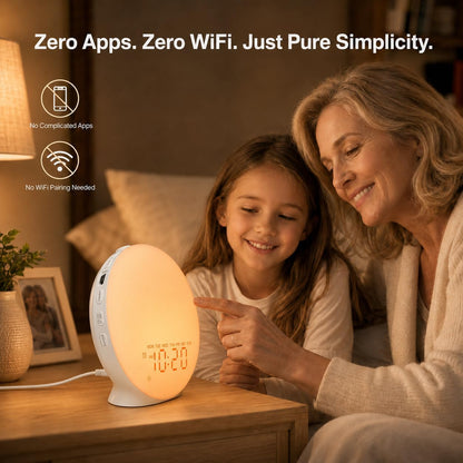 JALL Sleep Sound Machine Sunrise Alarm Clock with 25 White Noise Nature Sounds, Wake Up Light for Bedrooms, Bluetooth Speaker, 8-Hour Sleep Timer, 17 Color Dimmable Lights
