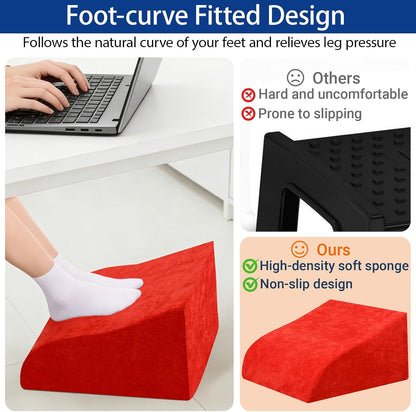 Foot Rest for Under Desk at Work, Ergonomic Under Desk Footrest with Washable Cover for Office, Home & Gaming Leg Elevation Pillow Black