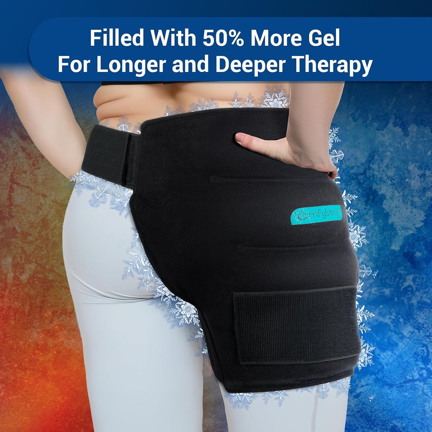 Comfytemp Hip Ice Pack Wrap for Sciatica Pain Relief, Hip Replacement Kit After Surgery, Reusable Gel Ice Pack for Injuries, Hot Cold Compress Recovery Items Physical Therapy for Men Women (L/XL/2XL)
